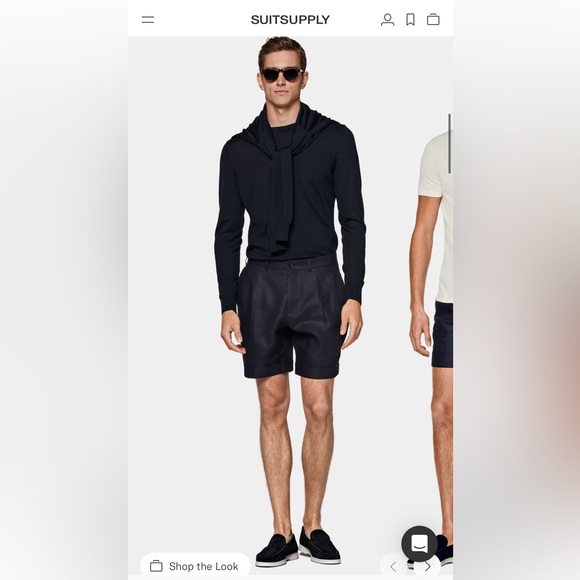 SUIT SUPPLY NAVY BOSA LINEN SHORTS - Picture 2 of 12